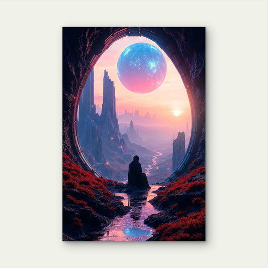Sci Fi Fantasy Landscape 60x90cm Metal Print Ready to Hang