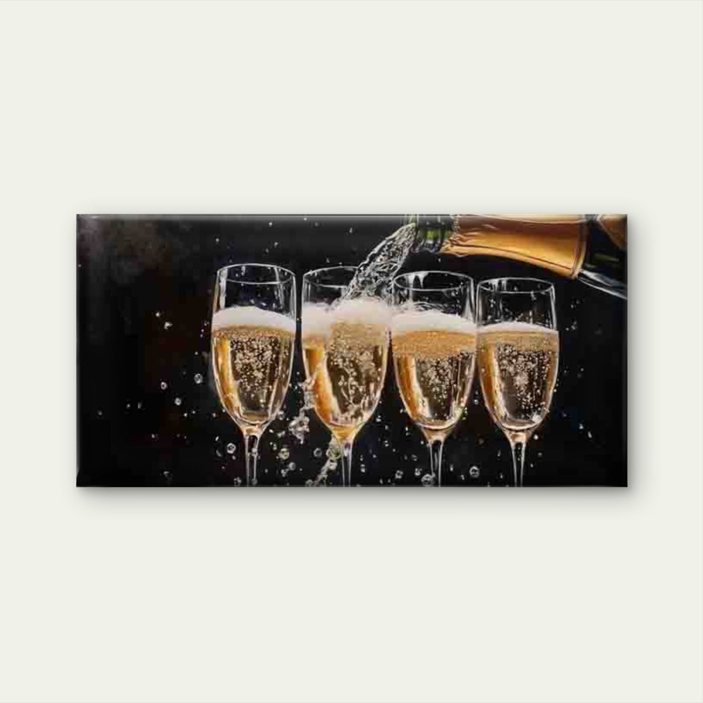 Elegant Champagne Glasses Wall Art Canvas Office Home Room Framed 120x60cm