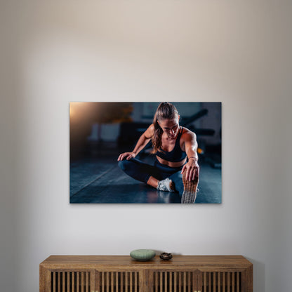 Stretching after a gym workout 5mm thick Plastic Poster Ready to Hang 90x60cm