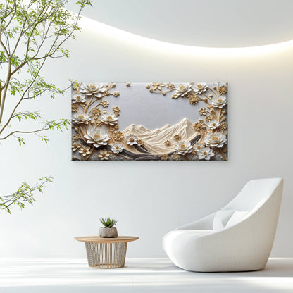 Lotus Gold Mountain Wall Art Canvas Office Home Room Framed 120x60cm