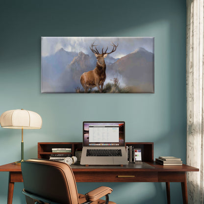 Vintage Deer Wildlife Wall Art Canvas Office Home Room Framed 120x60cm