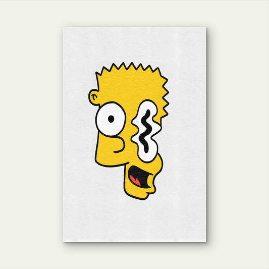 Abstract Minimalist Yellow Cartoon Psychedelic 40x60cm Metal Print Ready to Hang