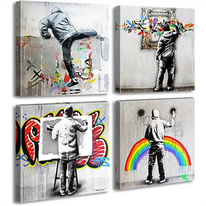 4pcs  Colorful Pop Art Elegant CP  Wall Art Canvas Framed