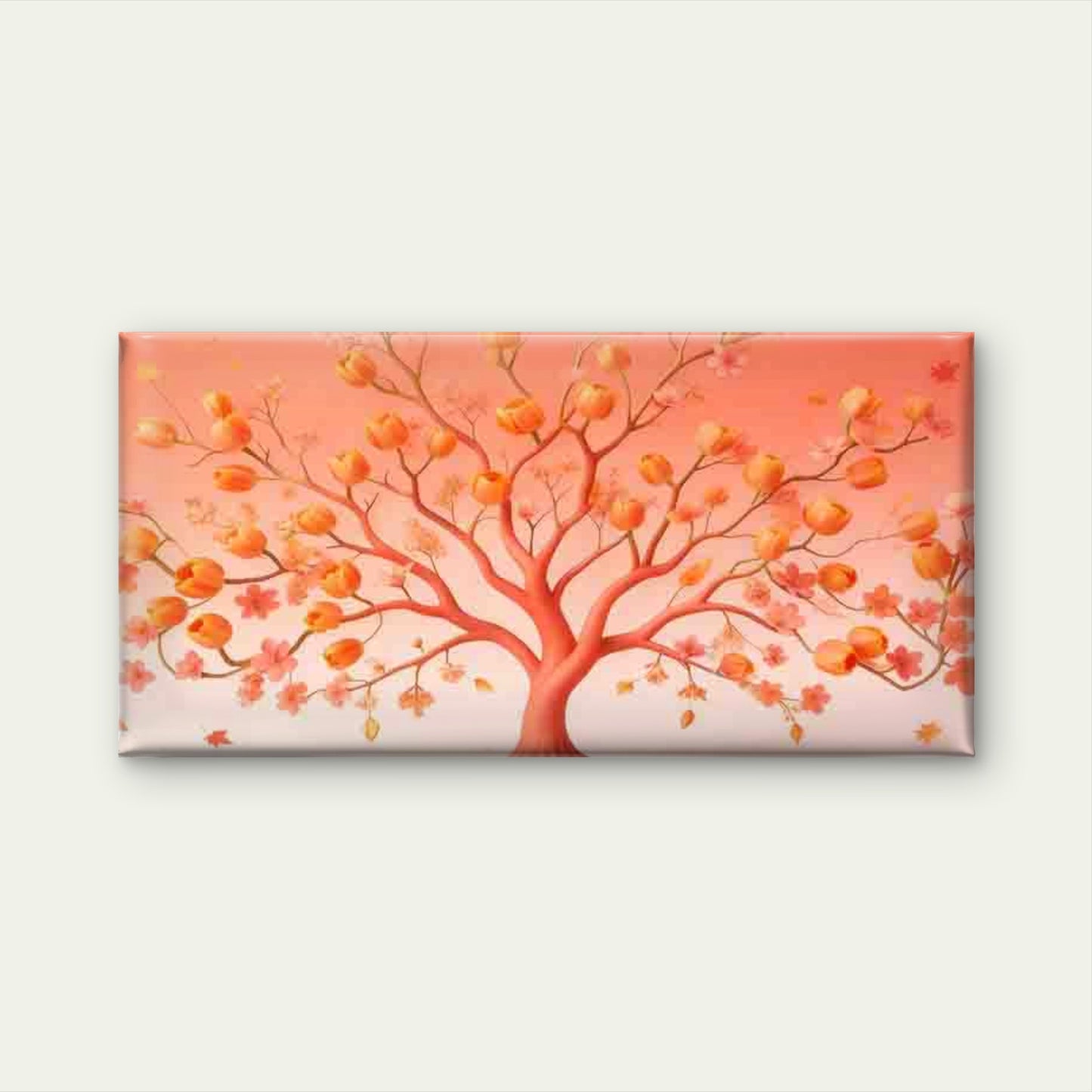 Orange Blossom Tree Wall Art Canvas Office Home Room Framed 120x60cm