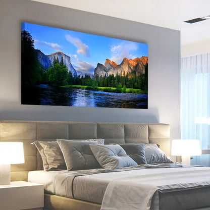 Lake Mountain National Park Nature Wall Art canvas office home room framed 120x60cm - Bella Home Decor