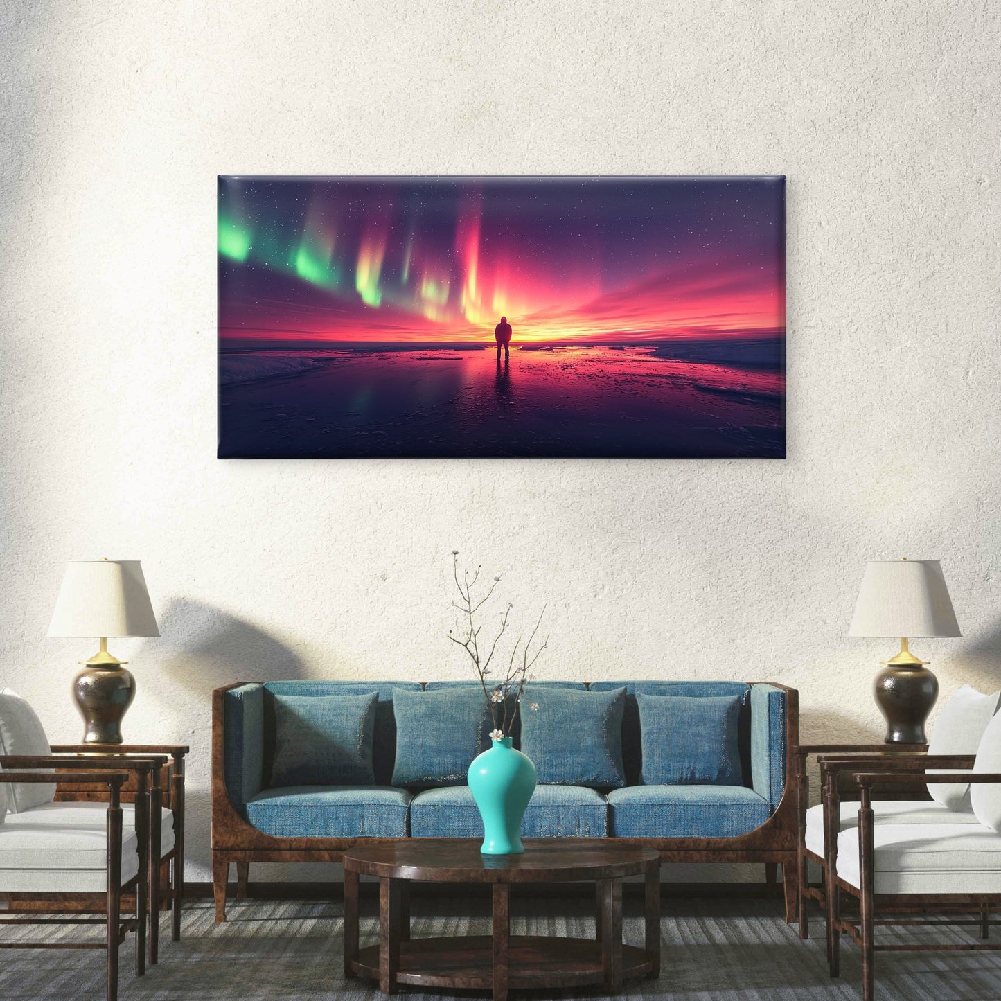 Aurora Borealis Sky Art Wall Art Canvas Office Home Room Framed 120x60cm
