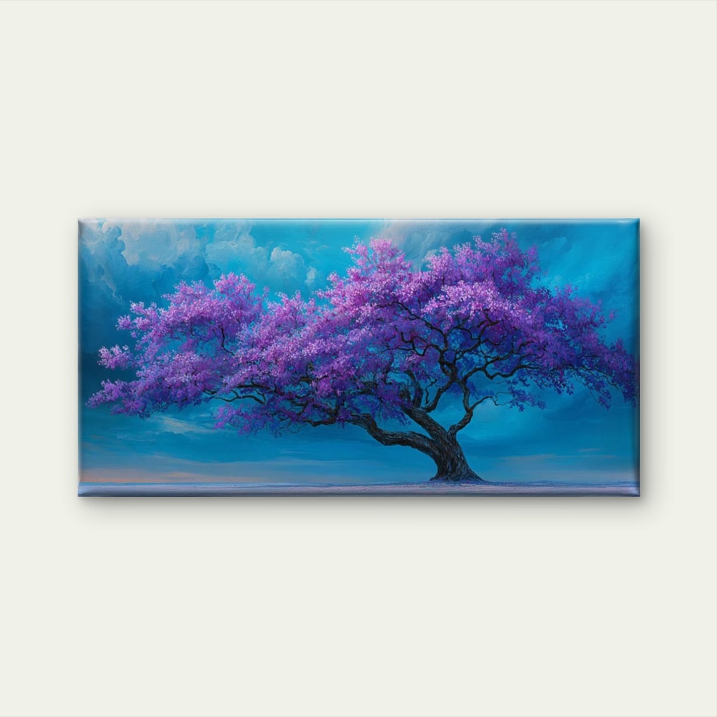 Purple Blossoms Paintings Wall Art Canvas Office Home Room Framed 120x60cm