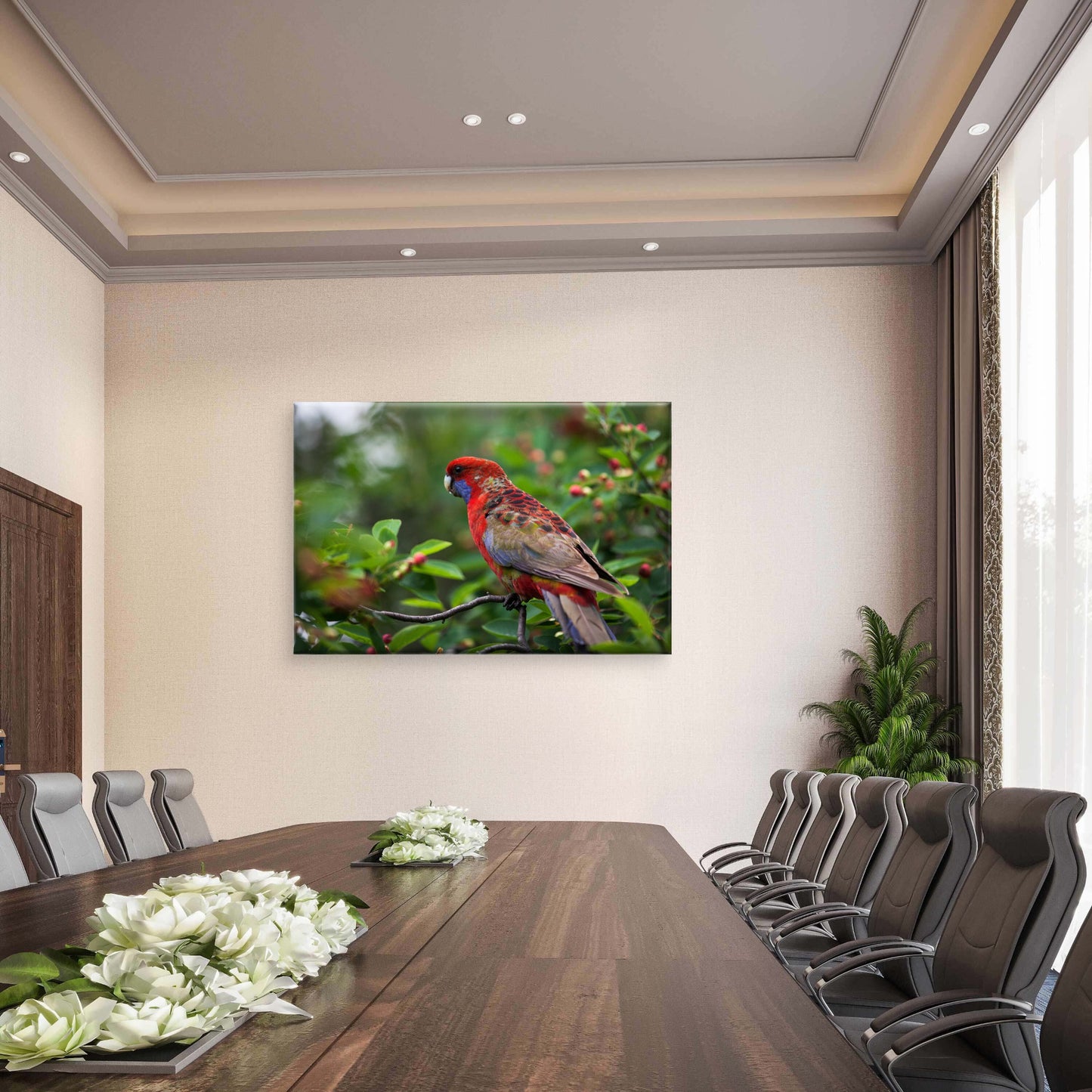 Crimson Rosella on Branch Wall Art Decor 100% Australian Made