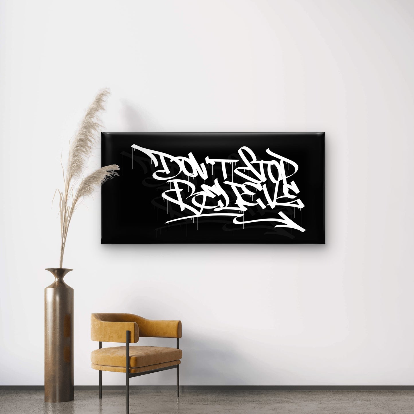 Don't Stop Believe Graffiti Wall Art Canvas Office Home Room Framed 120x60cm