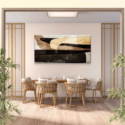 Abstract Beige Black Block Wall Art Canvas Office Home Room Framed 120x60cm