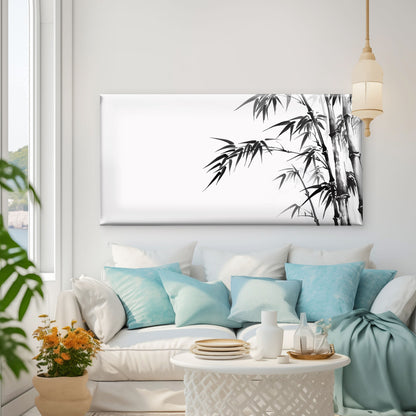 Black Ink Bamboo Stalks Art Wall Art Canvas Office Home Room Framed 120x60cm