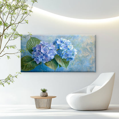 Blue Hydrangea Flower Painting Wall Art Canvas Office Home Room Framed 120x60cm