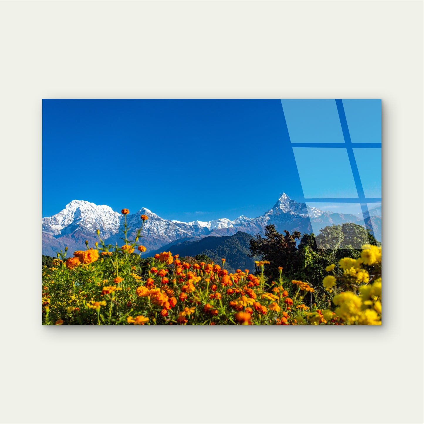 Mountain Annapurna Range Peak Marigold Acrylic Glass Printing Wall Art Australian Made Quality