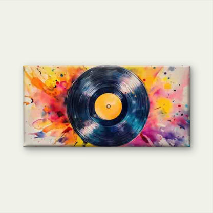 Vinyl Record Watercolor Paintin Wall Art Canvas Office Home Room Framed 120x60cm - Bella Home Decor