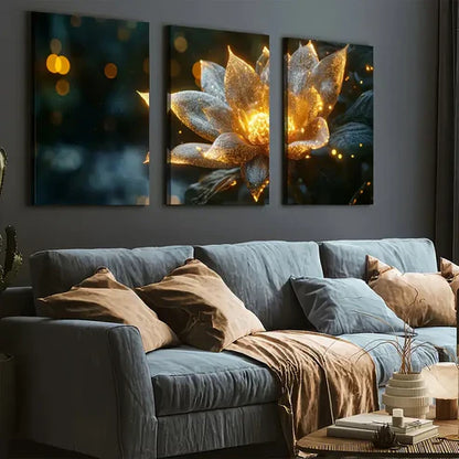 3pcs Ready to Hanging, Modern Fantasy Plant Flower Landscape Wall Art Set Canvas Unframed - High Quality Print 100% Australian Made Wall Canvas