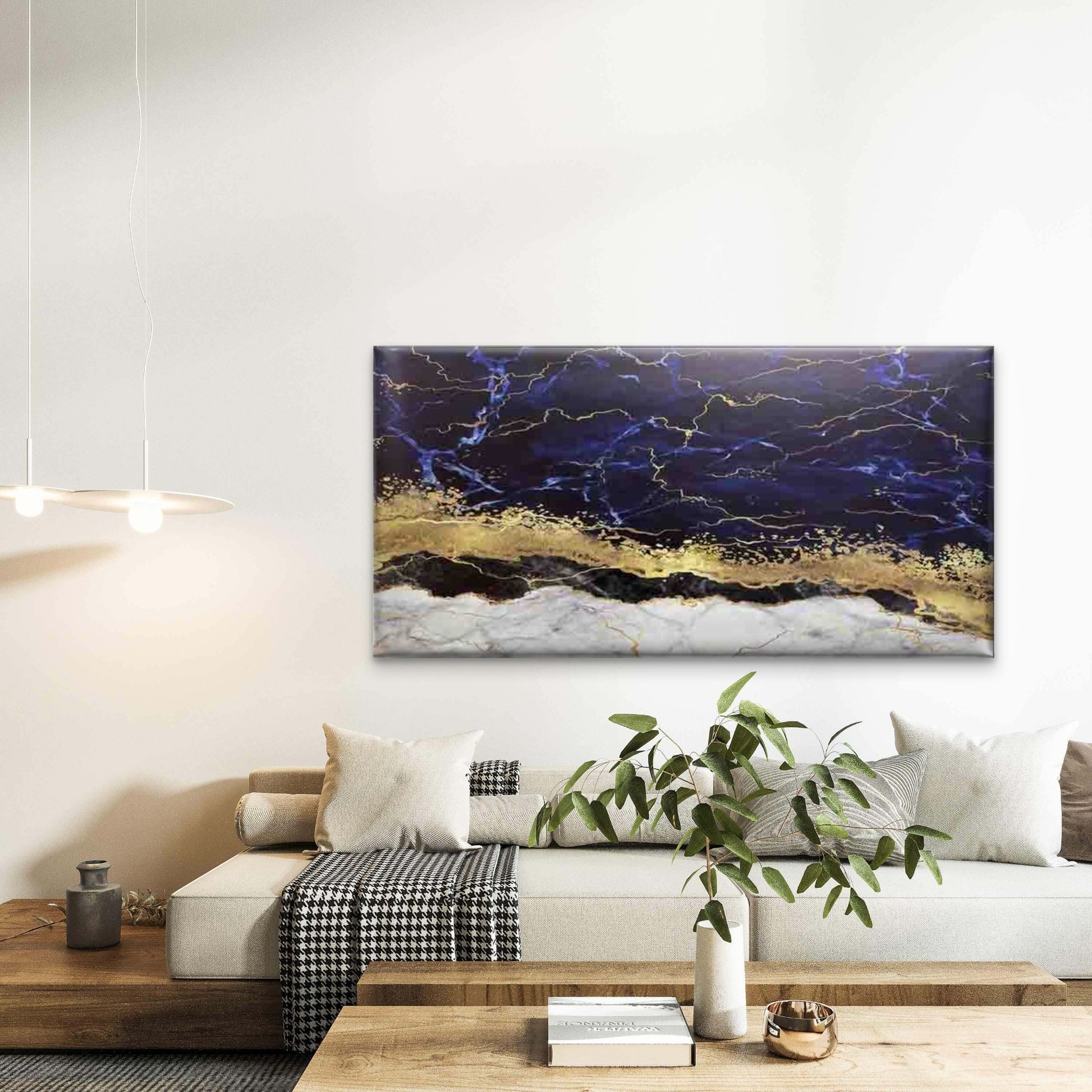 Abstract Golden Black White Wall Art Canvas Office Home Room Framed 120x60cm - Bella Home Decor