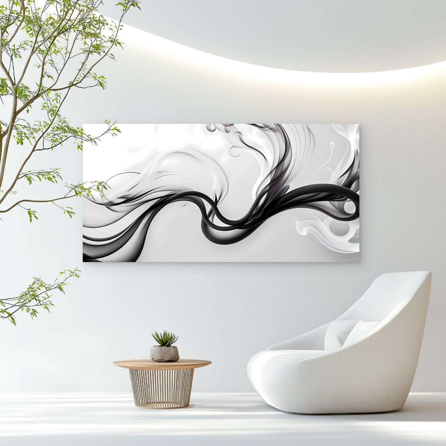 Abstract Flowing Smoke Art Wall Art Canvas Office Home Room Framed 120x60cm