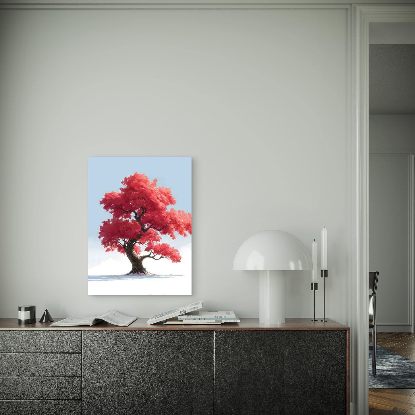 Japanese-Inspired Cherry Blossom Landscape 60x90cm Metal Print Ready to Hang