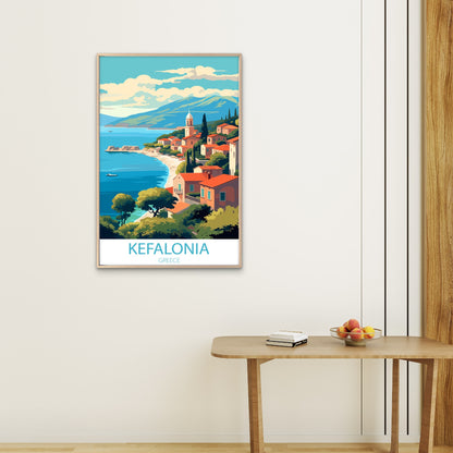 Kefalonia Greece Mediterranean Coastal Village Travel Poster Print Wall Art