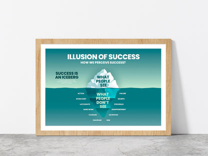 People Can See & Underwater Analyze Glass Framed Wall Art, Ready to Hang Quality Print With White Border Oak