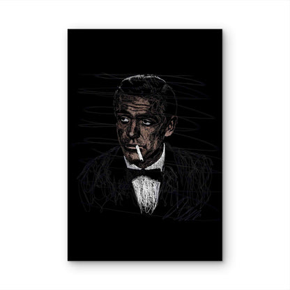 Retro Tuxedo Scribble Sketch Graphic 60x90cm Metal Print Ready to Hang - Bella Home Decor