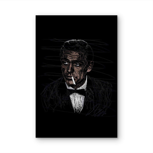 Retro Tuxedo Scribble Sketch Graphic 60x90cm Metal Print Ready to Hang - Bella Home Decor
