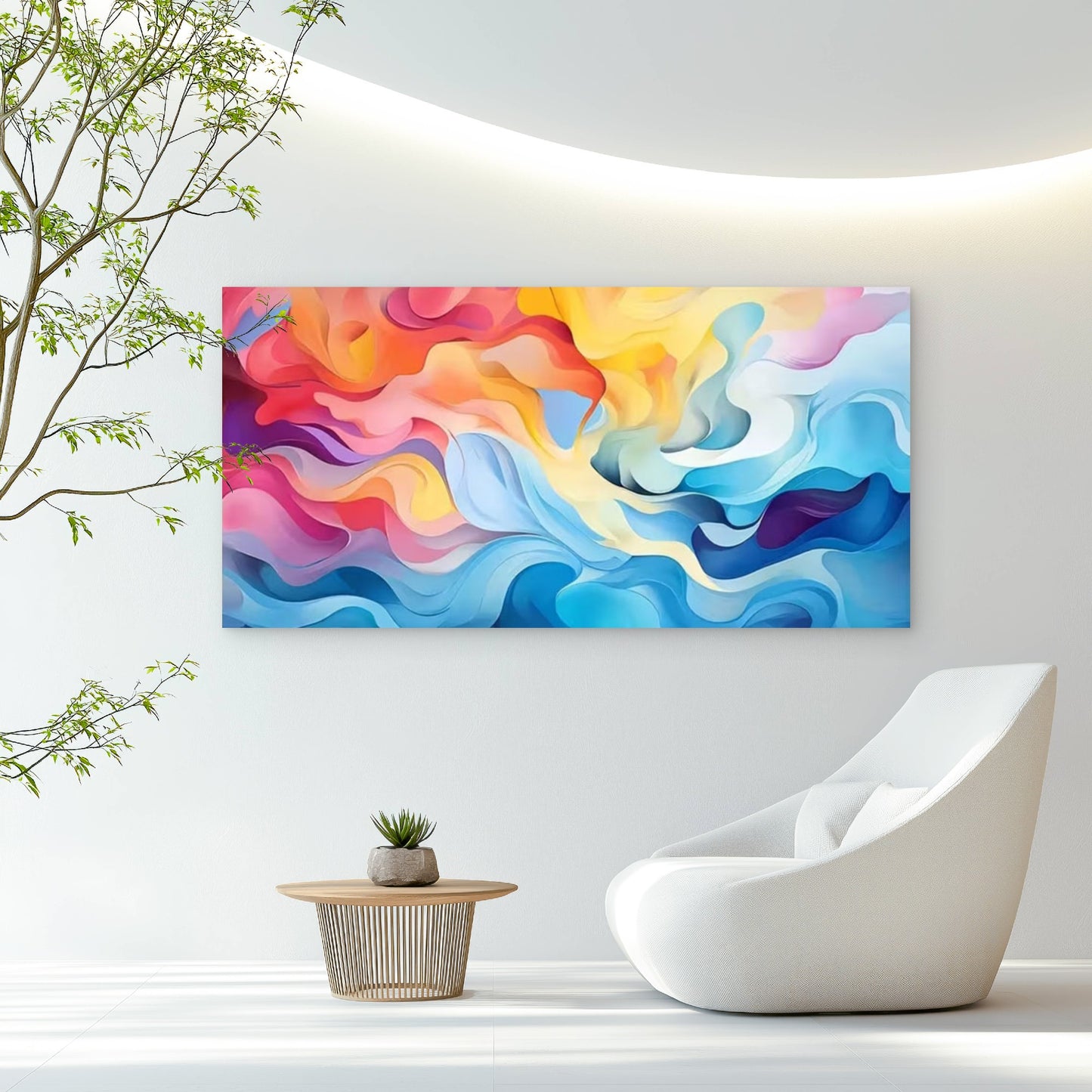 Ocean Fire Colorful Swirls Wall Art Canvas Office Home Room Framed 120x60cm
