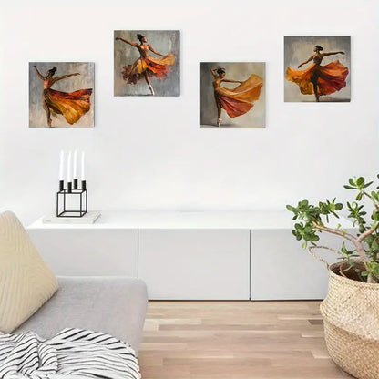 4pcs American Black Woman Ballet D     Wall Art Canvas Framed