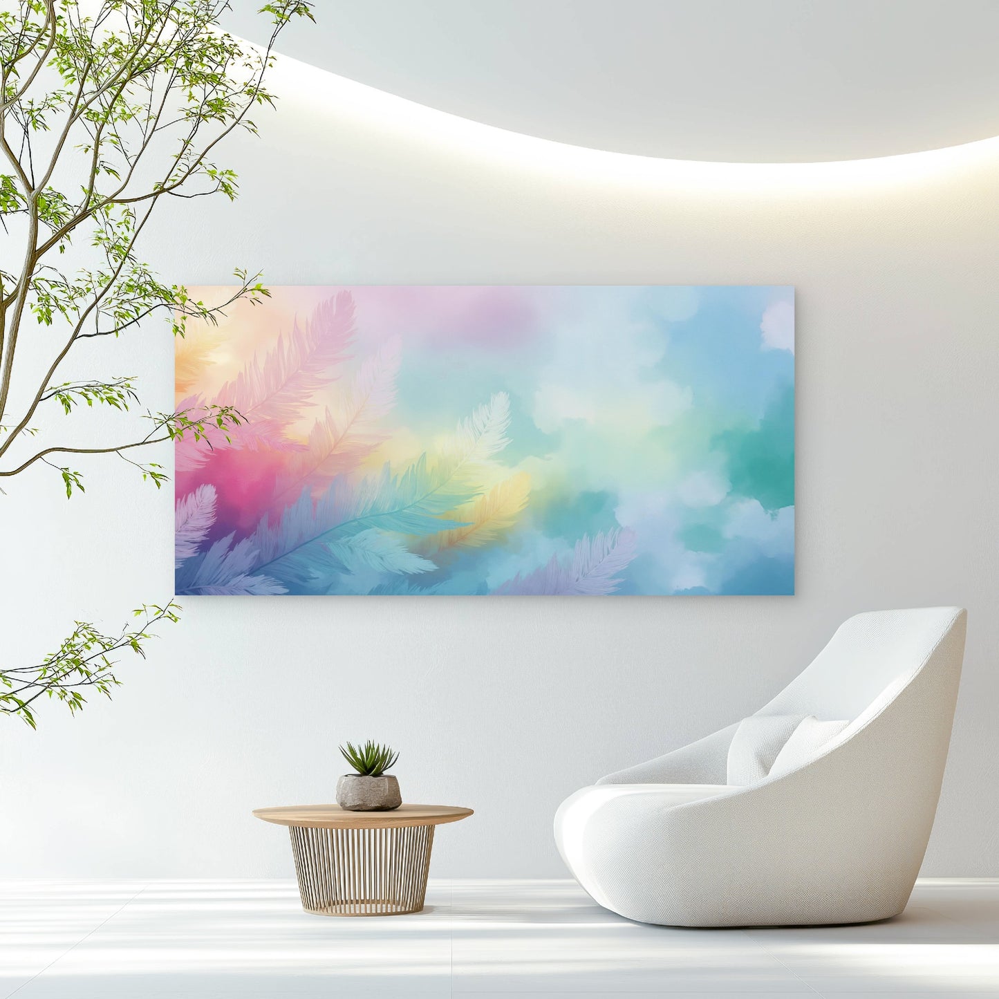 Colorful Dreamy Feather Mural Wall Art Canvas Office Home Room Framed 120x60cm - Bella Home Decor