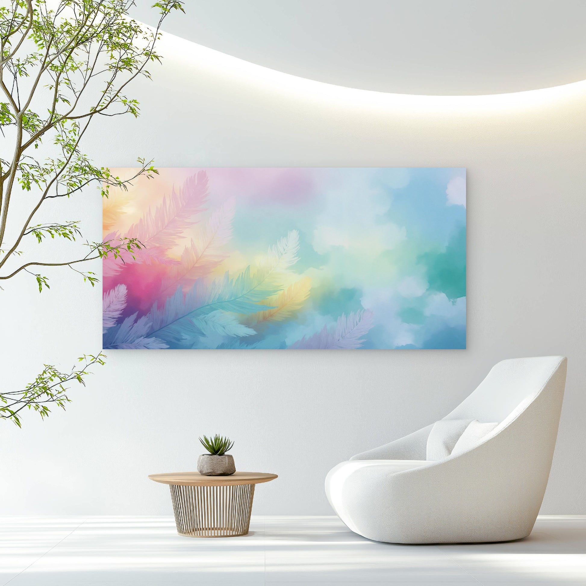 Colorful Dreamy Feather Mural Wall Art Canvas Office Home Room Framed 120x60cm - Bella Home Decor