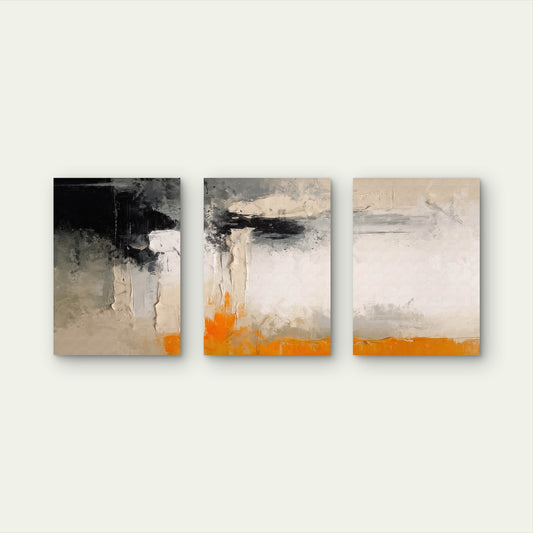 3pcs Abstract Orange Minimalist Landscape  Wall Art Set Canvas Framed 50x70cm - High Quality Print 100% Australian Made Wall Canvas Ready to Hang
