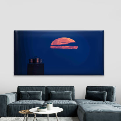 Supermoon As It Rises Wall Art Canvas Office Home Room Framed 120x60cm