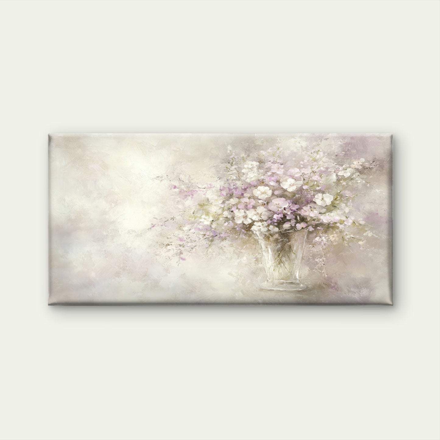 Floral Vase Purple Chic Painting Wall Art Canvas Office Home Room Framed 120x60c