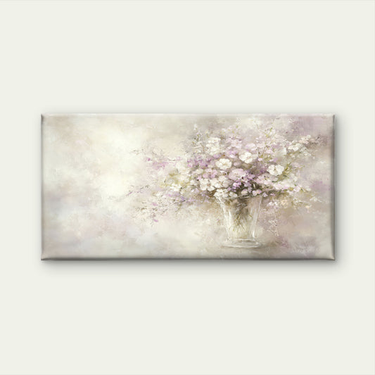 Floral Vase Purple Chic Painting Wall Art Canvas Office Home Room Framed 120x60c