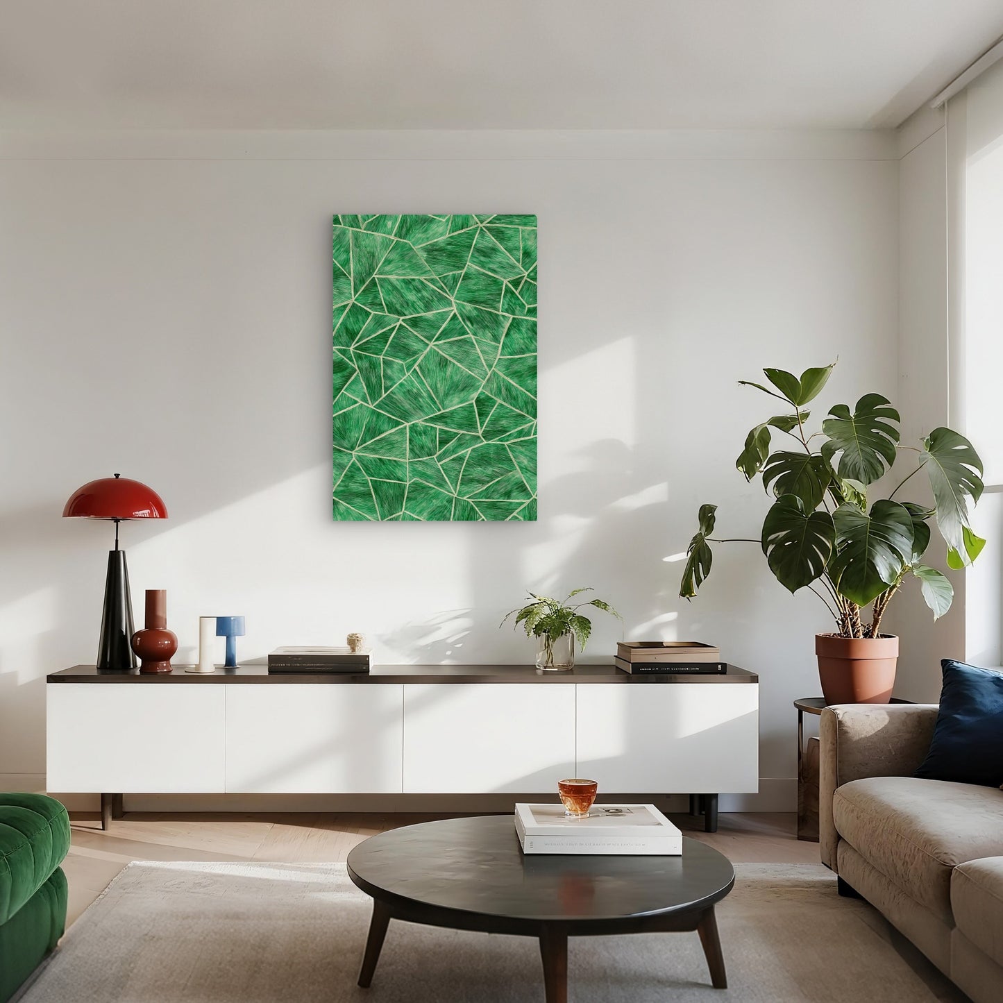 Shattered Emerald Geometric Design 40x60cm Metal Print Ready to Hang
