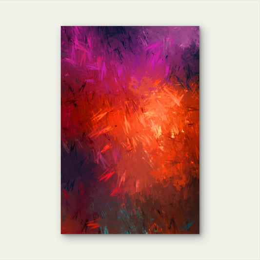 Warm Glowing Neon Fire Magenta Nebula 40x60cm Metal Print Ready to Hang
