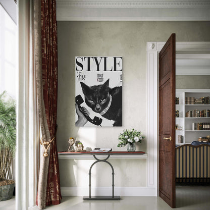 Cat With A Diamond Necklace Metal Print Ready to Hang - Bella Home Decor