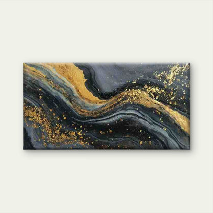 Black Golden Marble Wall Art Canvas Office Home Room Framed 120x60cm