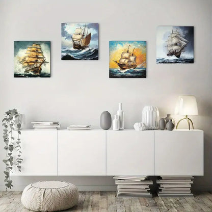 4pcs  Colorful Elephant Prints Wall Art Canvas Framed
