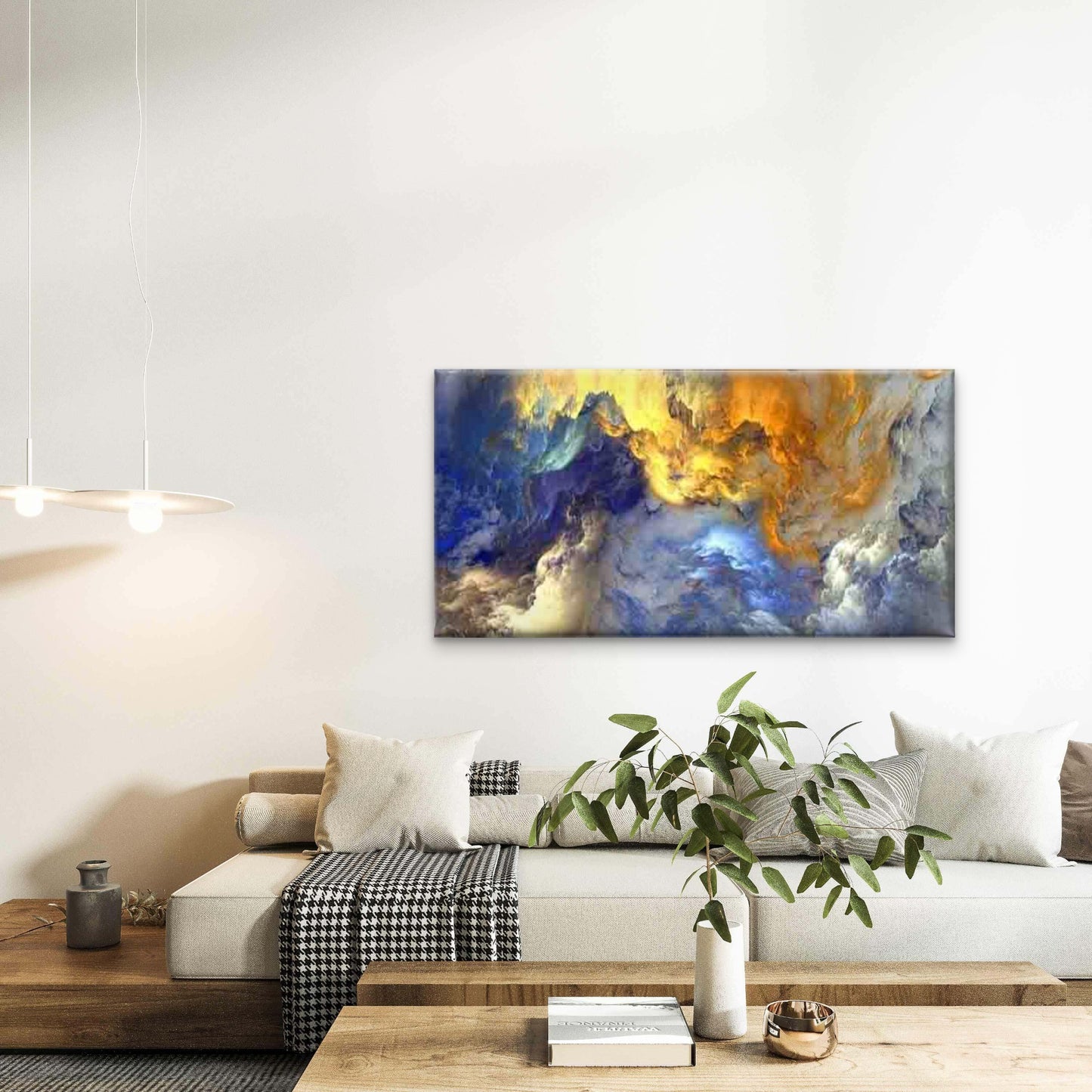 Abstract Design of Golden Cloud Wall Art Canvas Office Home Room Framed 120x60cm - Bella Home Decor