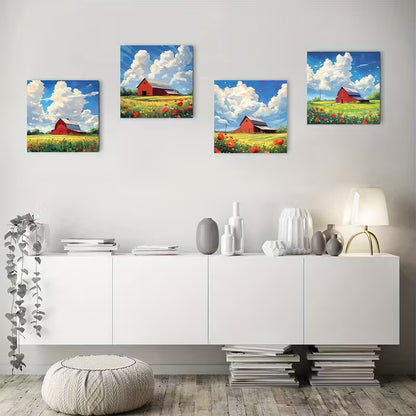 4pcs Farm Life Elegant Wall Art Canvas Framed