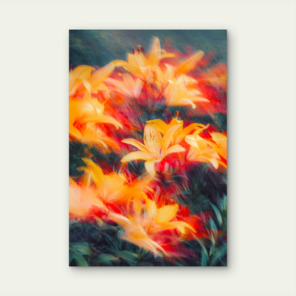 Yellow Lilies in Motion Blur 60x90cm Metal Print Ready to Hang