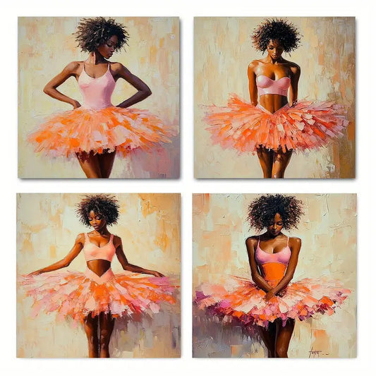 4pcs Ballerina Theme Elegant FG      Wall Art Canvas Framed