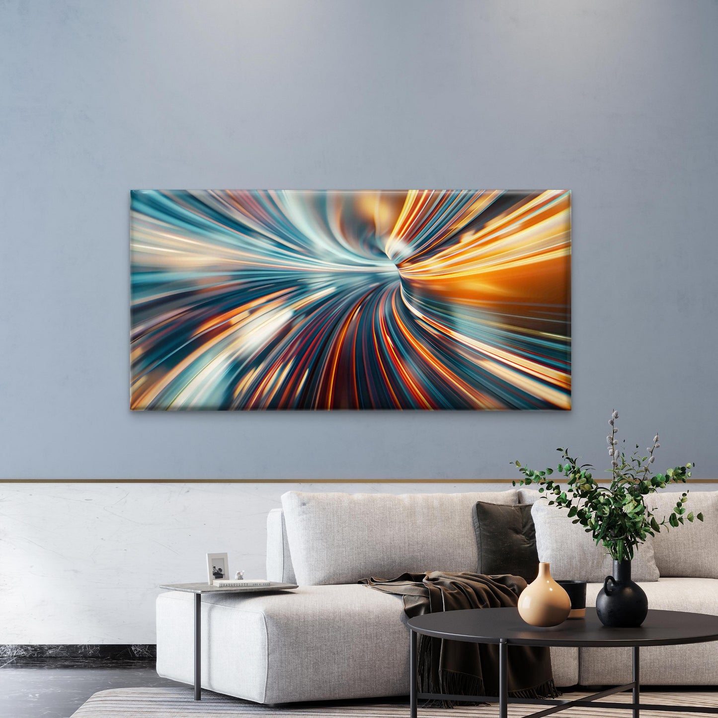 Abstract Lines Blur Speed Wall Art Canvas Office Home Room Framed 120x60cm - Bella Home Decor