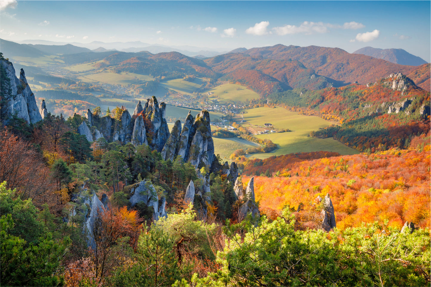 Rocks & Hills In Autumn Season Glass Framed Wall Art, Ready to Hang Quality Print