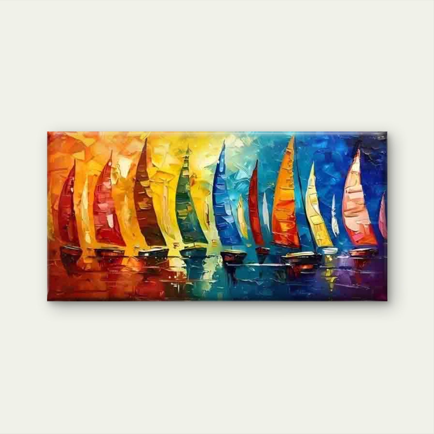 Colorful Sailboats On Water Wall Art Canvas Office Home Room Framed 120x60cm - Bella Home Decor