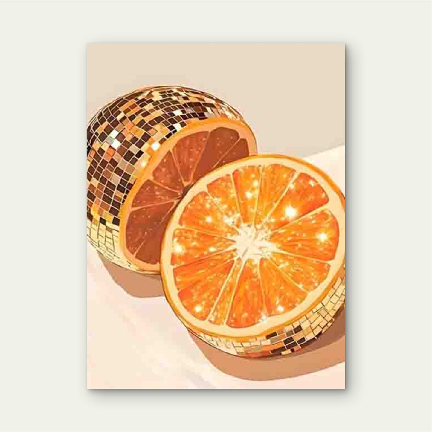 Disco Ball with Orange 60x90cm Metal Print Ready to Hang