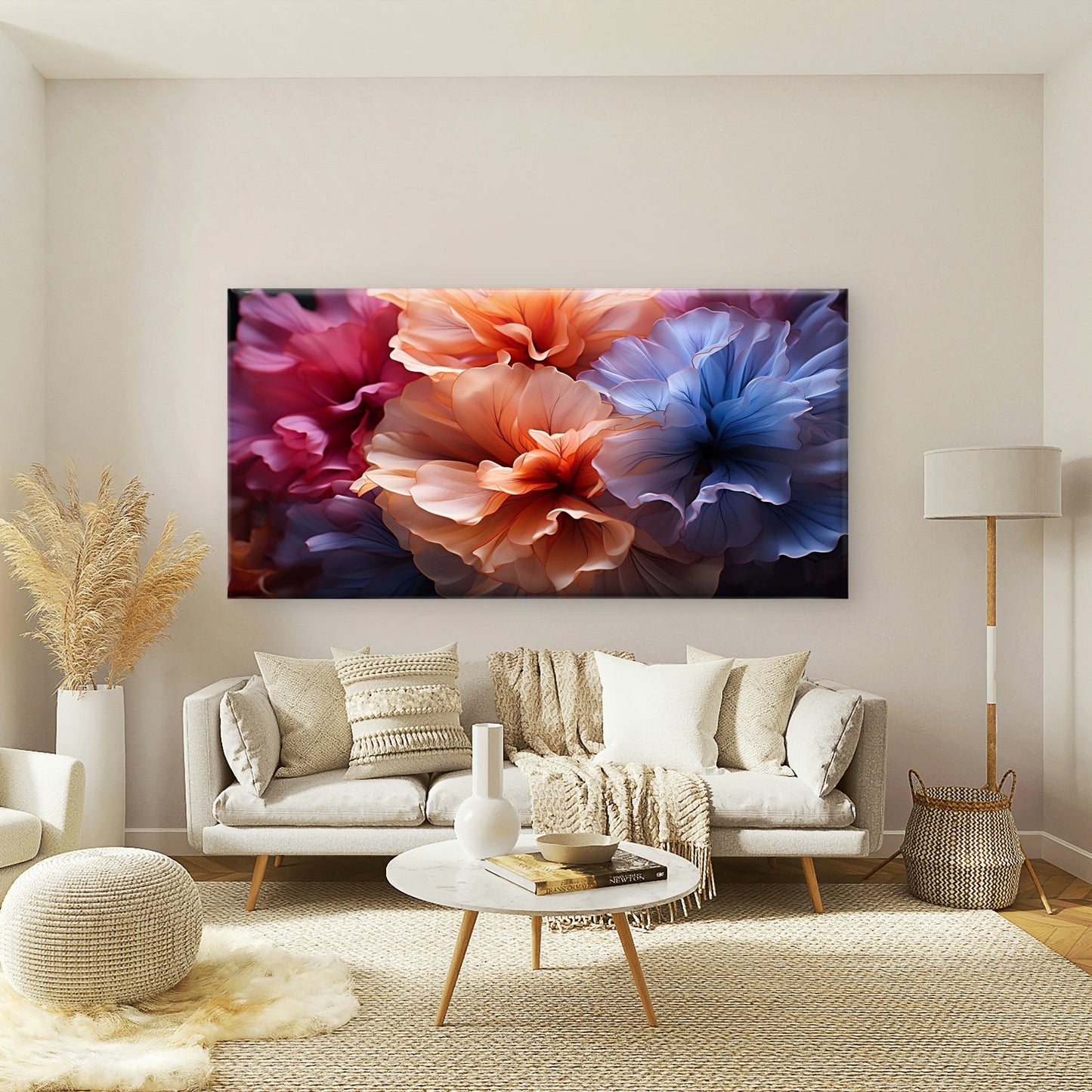 Vibrant Abstract Flower Petals Wall Art Canvas Office Home Room Framed 120x60cm