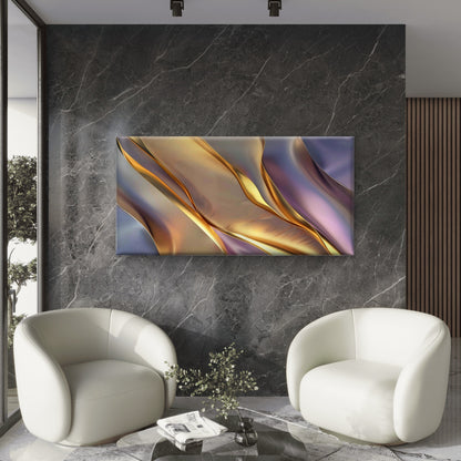 Abstract Purple Gold Decor Wall Art Canvas Office Home Room Framed 120x60cm