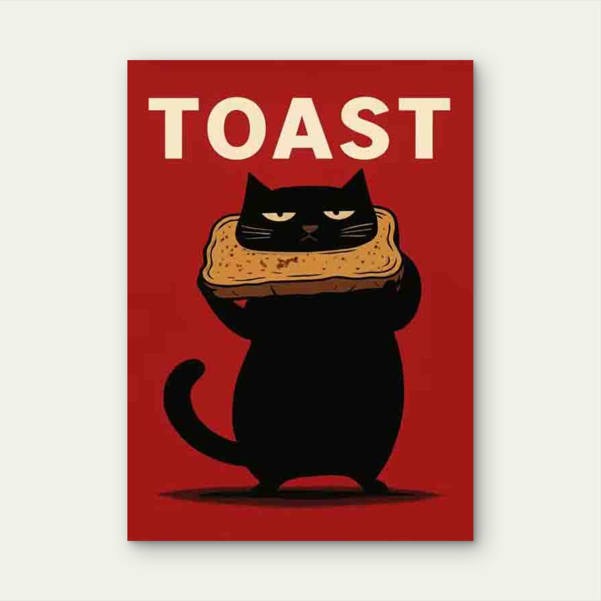 Black Cat Toast Metal Print Ready to Hang - Bella Home Decor